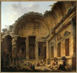 Diane a Nimes templomának belseje Hubert Robert (1733-1808) festménye V. 2,42 x 2,42 m. Párizs. Musee du Louvre – Diana templomának belseje Nimes-ben. Hubert Robert (1733-1808) festménye. 2,42 x 2,42 m. Louvre Múzeum, Párizs