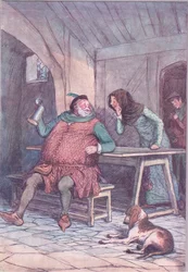 A Marry a rövid és a hosszú , illusztráció a Windsori boldog feleségek című filmből , 1910
