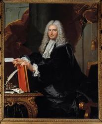 Philibert Orry portréja (1689-1747) Pénzügyi ellenőr Festmény Hyacinthe Rigaud műhelyében (1659-1743) XVIII. Homályos. 1,46 x 1,12 m. Versailles, Musee du Chateau – Philibert Orry (1689-1747), általános pénzügyi ellenőr (vagy min.) portréja
