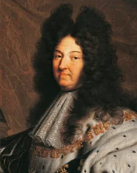 XIV. Lajos francia király portréja, akit Nagy Lajosként vagy Napkirályként ismernek (1638-1715)