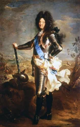 XIV. Lajos, a Napkirály portréja (1638-1715). Hyacinthe Rigaud olajfestménye, akit a király portréfestőjévé neveztek ki.