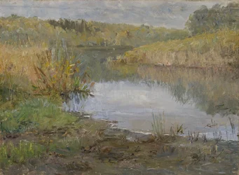 Egy folyó Franciaországban (olaj, vászon, kartonra szerelve)