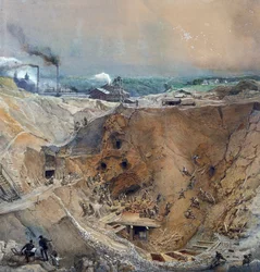 Külszíni bányászat Vieille Montagne-ban, Saone et Loire, 1854 körül