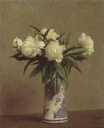 Pünkösdi rózsa kék-fehér vázában, 1872