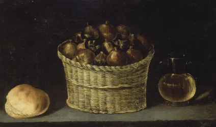 BODEGON (FONTOTT KOSÁR fügével, KENYÉRREL ÉS MÉZES JARRITÁVAL) – XX. SZÁZAD