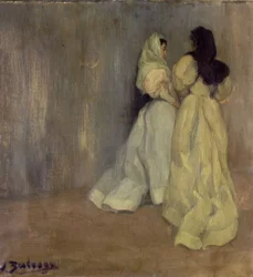 TANULMÁNY SZÜRKÉBEN - KÉT NŐ - 1896 - OLAJ / VÁSZON