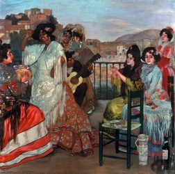 Gitározás az erkélyen, 1903 körül