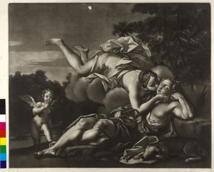Mezzotinto Ignatius Unterberger Selene és Endymion (mezzotinto)