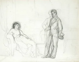 Adelina Patti (1843-1919) Violetta szerepében Giuseppe Verdi La traviata című operájában par Repin, Ilja Jefimovics (1844-1930), 1860-as évek vége – 1870-es évek eleje – Ceruza papírra – Konstantin-palota, Szentpétervár