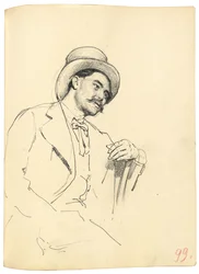 Tanulmány az "Egy párizsi kávézóhoz": Ülő férfi kalappal, c. 1872-1875