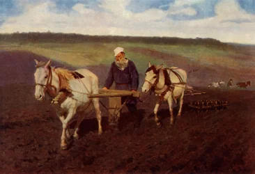"Leo Nyikolajevics Tolsztoj szántó az ekenél", 1887, 1965.