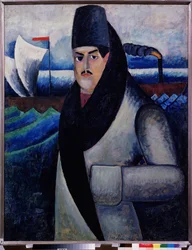 Önarckép. Peinture de Ilja Ivanovics Mashkov (Ilja Machkov, Matchkov) (1881-1944), huile sir toile