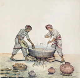 AS10 Vol.52 ff.6 4972 Cat.201 i-iv Cukorgyártás, Bombay, 1873 körül (akvarell papíron)