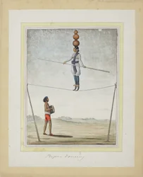 Akrobata kötélen, dobos lent, 1820 körül (papíron átlátszatlan wc)