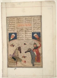 A sérült harcos leesik a lóról, 1450 körül (papíron átlátszatlan wc)