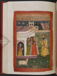 MS Panj B 40, f.79v, illusztráció a "Guru Nanak életrajzából"
