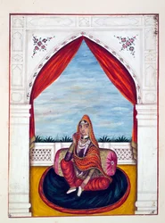 Maharani Chand Kaur, A pandzsáb királysága, uralkodói és főnökei, I. kötet, egy azonosítatlan indiai művész 27 akvarell tanulmányából álló kötet, 1840 körül (wc papíron)