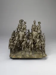 Oudh királyának kavalkádja a brit lakossal lovagolva elefánton, 1820 körül (bronz)