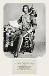 Raden Saleh portréja és hívókártyája, 1850-70 körül (bw fotó és metszet)