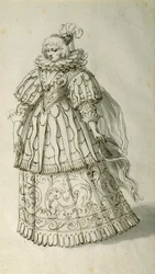 Masquer, 1638 körül (toll és tinta papíron)