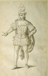 Fiatalok ősi brit jelmezben, 1611 körül (toll és tinta papíron)