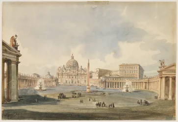 A Szent Péter tér és a Szent Péter-bazilika Rómában, kb. 1846