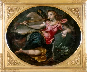 A hírnév, Ippolito Scarsella, más néven lo Scarsellino munkája, a modenai Galleria Estense-ben őrzött