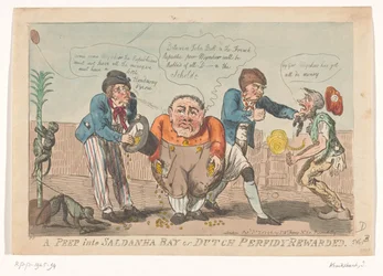 Karikatúra, amely a Bataviai flotta kapitulációját ábrázolja a Saldanha-öbölben, 1796 Bepillantás a Saldanha-öbölbe vagy a holland Perfidy Jutalma (cím a tárgyon)