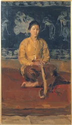 Egy jávai nő ül, 1916 körül (olaj, vászon)