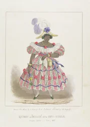 A díszletlányok királynője vagy „Maam”, 1. tábla a „Sketches of Character...”-ből, 1838 (színes litó)