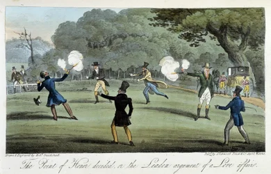 Párbaj egy pisztollyal szívügyből - Charles Molloy Westmacott „” The english spy” című művében, ill. írta: Robert Cruikshank, London