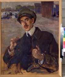 Kornei Ivanovics Csaukovski (1882-1969) író portréja (Korney I. Chukovsky szerző portréja). Isaak Izrailevich Brodsky (Brodsky) festménye (1884-1939). Olaj, vászon, 83 x 66 cm