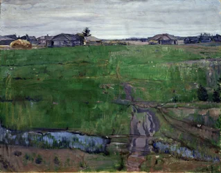 Elő (Rét). Isaak Izrailevich Brodsky (Brodsky) festménye (1884-1939). Olaj, vászon, 63 x 80 cm, orosz art, szecesszió. Regionális Művészeti Múzeum, Kaluga (Oroszország).