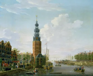 Amszterdam kilátása az Oudeschans-parti Montelbaanstorennel, 1777