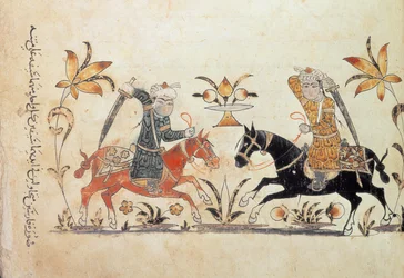 Add hozzá az 1886 f.135-ös lovassági rohamot a „Nihayat al-Sul”-tól („A Manual of Horsemanship and Military Practice”)