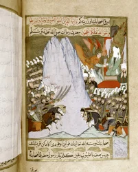 MUHAMMAD: A Korán egy részének kinyilatkoztatása Huhammadnak egy csata során.