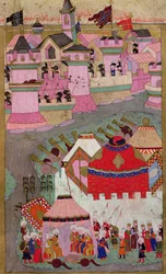 TSM H.1524 Bécs ostroma I. Szulejmán (1494-1566) által, 1529-ben, Lokman 1588-as "Hunername"-jéből.