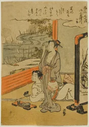 Mimosuso folyó Ise tartományban (Mimosusogawa, Ise), a "Híres helyek divatos tükrei (Furyu meisho kagami)" sorozatból