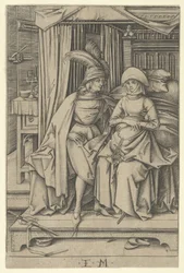Ágyon ülő pár, a Scenes of Daily Life,.n.d.
