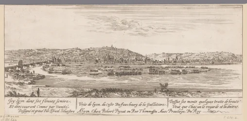 Kilátás Lyonra Guillotière külvárosával Veue de Lyon du coste Du fauxbourg de la Guillotiere (cím a tárgyon)