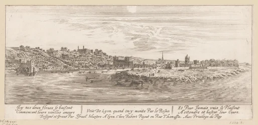 Kilátás a Rajnáról Lyonra Veue de Lyon quand on y monte par le Rosne (cím az objektumon)