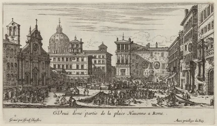 Kilátás a Piazza Navona egy részére Rómában