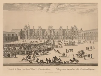 Kilátás a Cour du Cheval-Blancra Fontainebleau-ban, 1667.