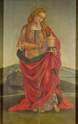 Egy női szent kehelykel, esetleg Mária Magdolna, valószínűleg 16. század (panel)
