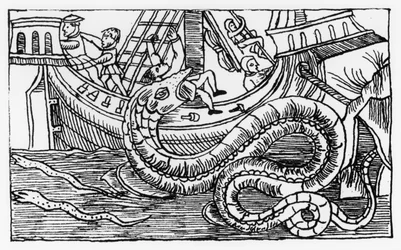 Egy tengeri kígyó, Olaus Magnus (1490-1557) „Az északi nemzetek története” című művéből, Rómában, 1555.