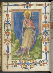 Egy megvilágított oldal a Calendariumból, 15. század eleje (vellum)