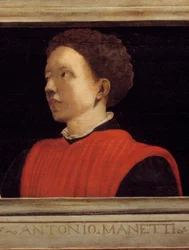Cassone a firenzei reneszánsz mesterének 5 portréjával és Manetti Rutilio di Lorenzo (1571-1639) portréjával. századi olasz iskola. Az alábbi felirat valószínűleg egymást követi. Musee du Louvre, Párizs.