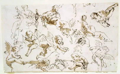 Kerubok, 18. század eleje (toll és tinta, mosás papíron)