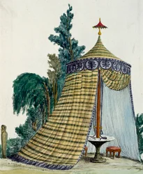 Kínai pavilon a kertben, 1810 körül, metszet, Olaszország