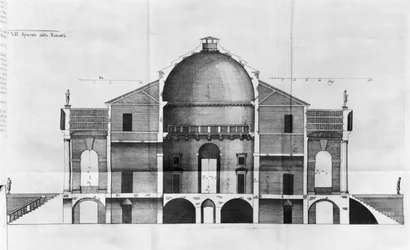 A Vicenza melletti Villa Rotonda keresztmetszete, Andrea Palladio (1508-80) tervei alapján